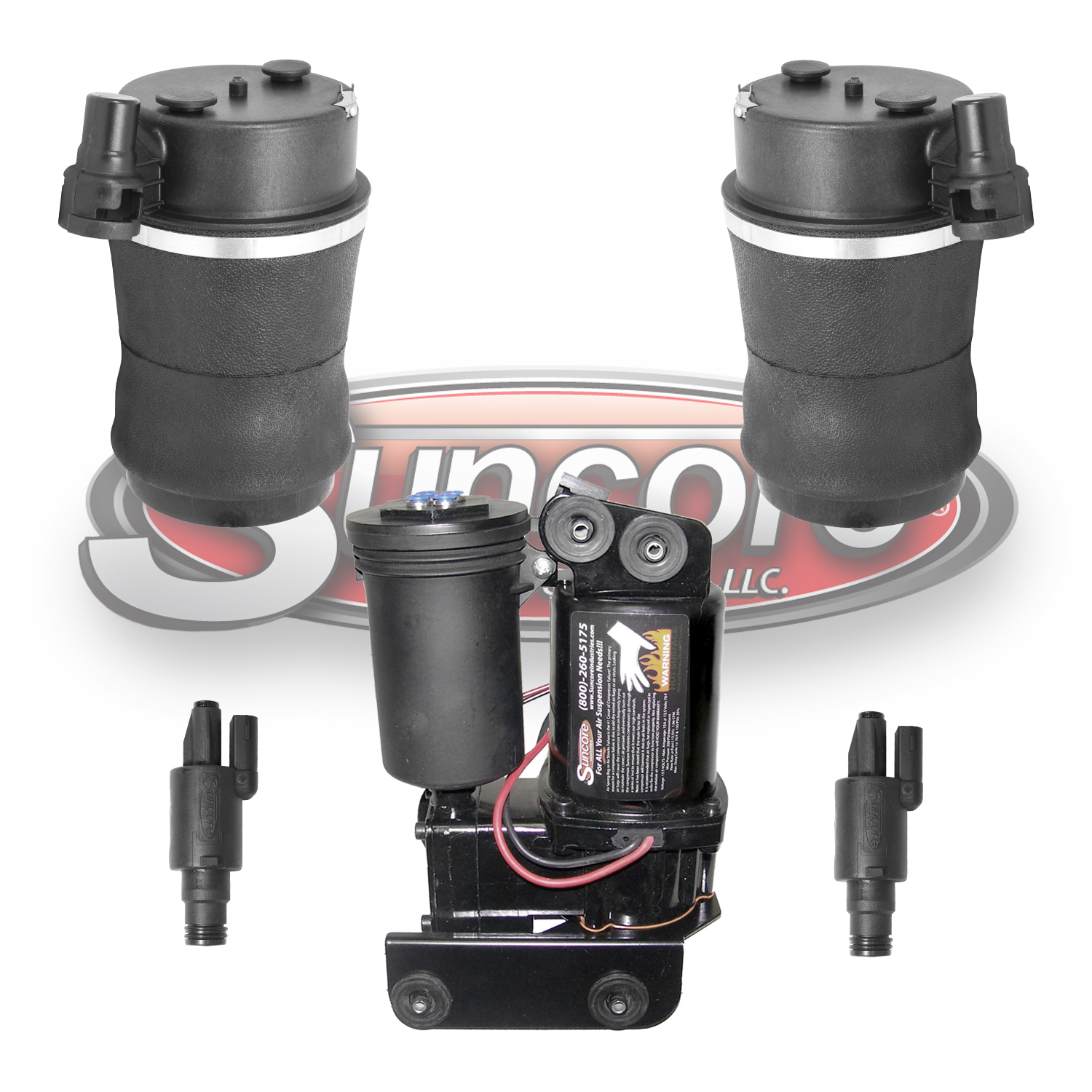Air Suspension Air Springs with Air Compressor and Solenoids Rear Pairs